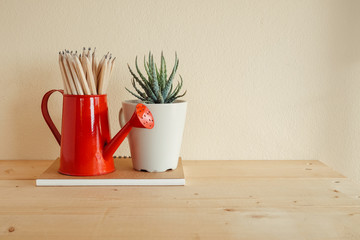 Concept of education or back to school Pencil on wooden backgrou