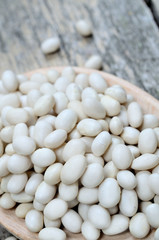 white beans in dish on table