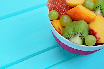 salad fruit in bowl on table