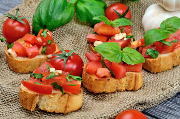 tomato bruschetta on sack