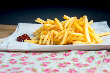Golden French fries potatoes ready to be eaten