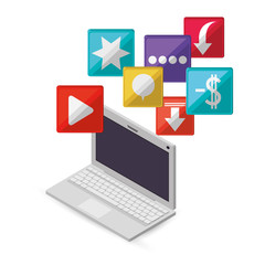 computer with internet related icons image vector illustration design 