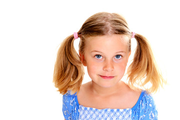 little blond girl with pigtails