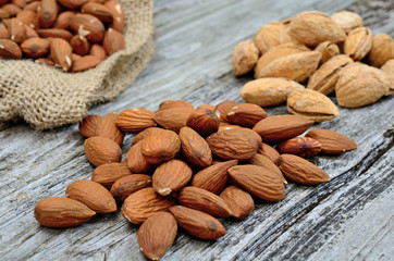 pile of almond on table