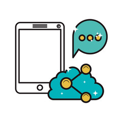 modern cellphone with internet related icons image vector illustration design 