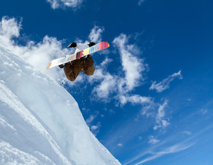 Snowboarder in sky