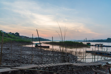 Sunset in mountains around chiang khan Loei,The important water resources are the Mekong, Hueang and Loei Rivers
