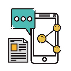 modern cellphone with internet related icons image vector illustration design