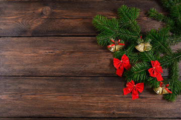 Christmas white wooden background top view