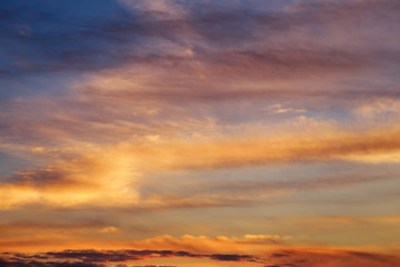 Fototapeta na wymiar Beautiful fiery colorful sunset sky.