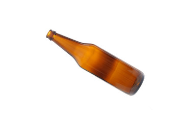 Empty beer bottle isolated on white background