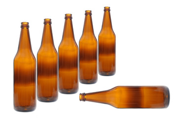 Empty beer bottle isolated on white background