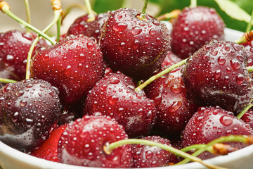 Cherries in white bowl