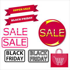 Elements and icons are designed for the advertising banners on pradazhe goods. Black Friday. Cyber Monday.