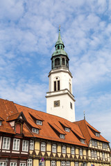 Fototapeta na wymiar Tower of the Church in Celle, Germany