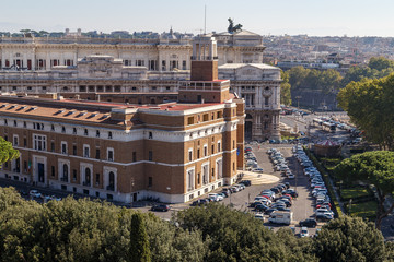 Obraz premium View of the palace of justice and customs to Castle St. Angel in Rome