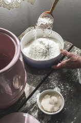 Senior woman prepare bread