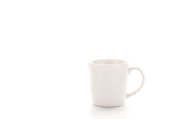 Tea or coffee white cup on white background.