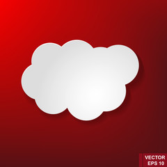 White cloud on a red background. Weather. For your design.
