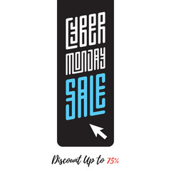 Cyber Monday sale banner design on a white background. Vector il