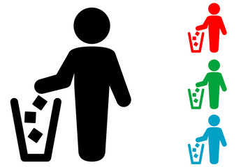 Icono plano papelera varios colores