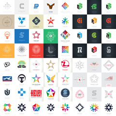 Logo mega collection. Big set of logotypes - letters, stars, abs