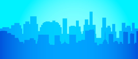 Fototapeta premium City skyline in minimalist style . Silhouette landscape .