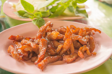 Fried pork, Thai food menu
