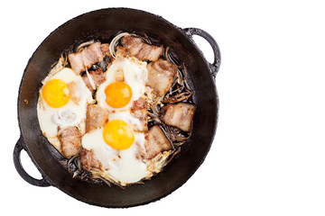 Fried eggs with bacon