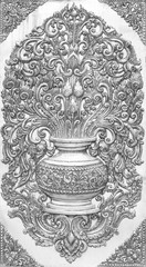 Antique engraved silver background