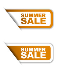 orange vector summer sale, sticker summer sale, banner summer sale
