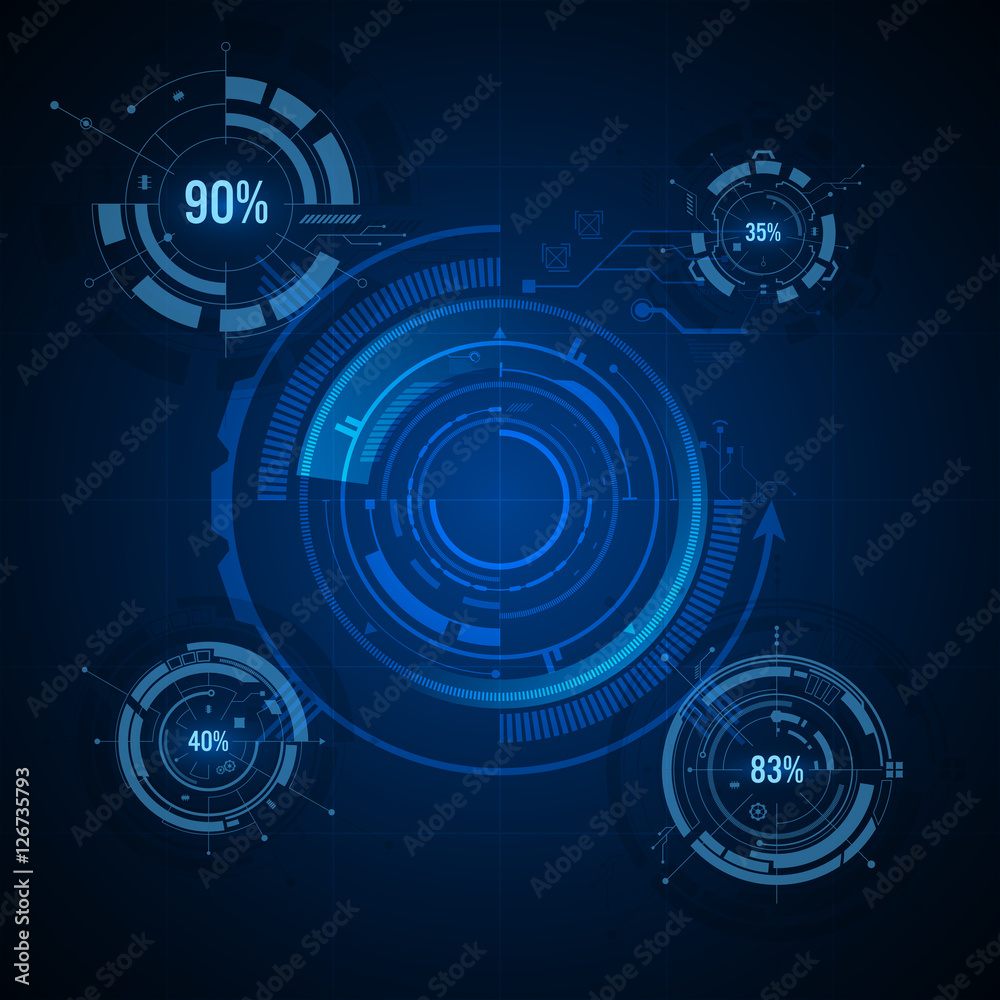 Poster abstract hud interface circular pattern design background template concept