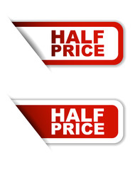 red vector half price, sticker half price, banner half price