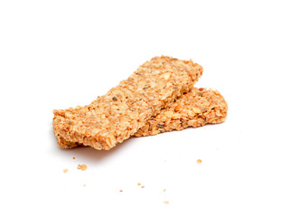 Granola bar on white background