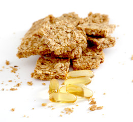 Granola bar on white background