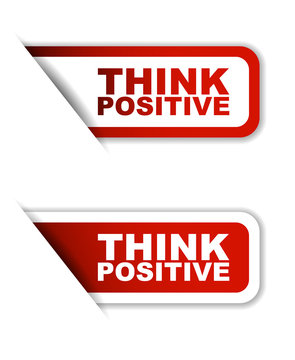 red vector think positive, sticker think positive, banner think positive