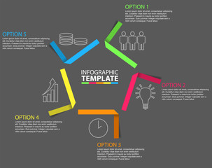 five step vector paper infographic template