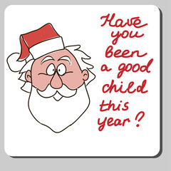 Vector Christmas Card Design with Santa Claus Head