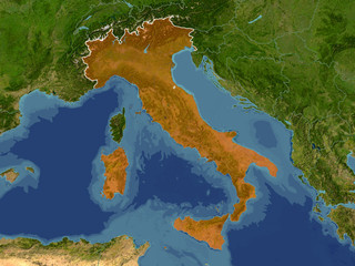 Cartina geografica dell'Italia con rilievi
