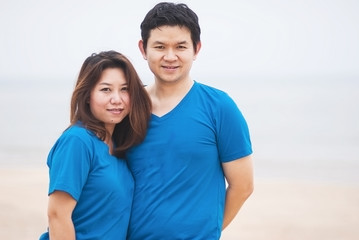 Asian Thai couple on the Pataya beach, Thailand
