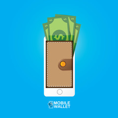 vector digital mobile e wallet vector concept