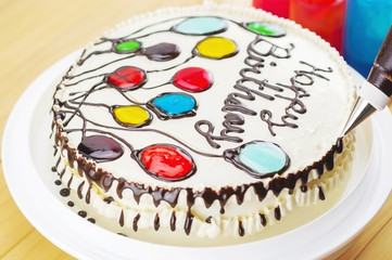 Colorful happy birthday butter cake