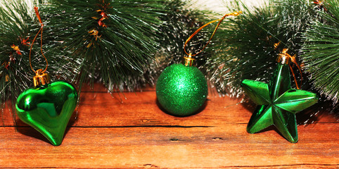 Christmas design on the wooden background