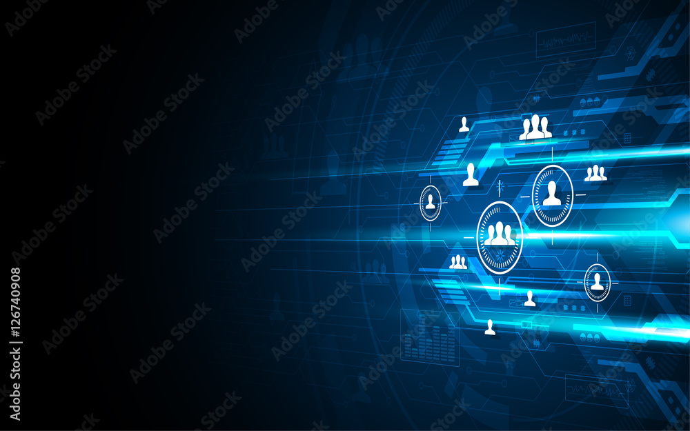 Poster abstract network digital data connection sci fi tech innovation concept background