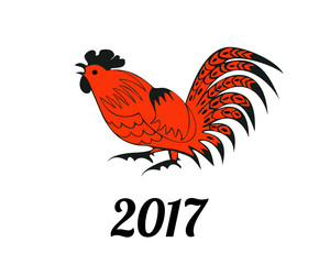 Rooster in red and black colors
