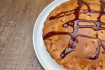 Homemade pie on rustic background