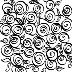 Uncolored hand drawn pattern. Coloring book page for adults. Doodles with vintage flowers pattern. Zendala. Zentagle.