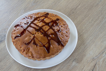 Homemade pie on rustic background
