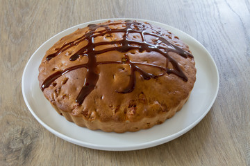 Homemade pie on rustic background
