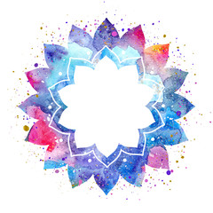 Watercolor oriental flower frame